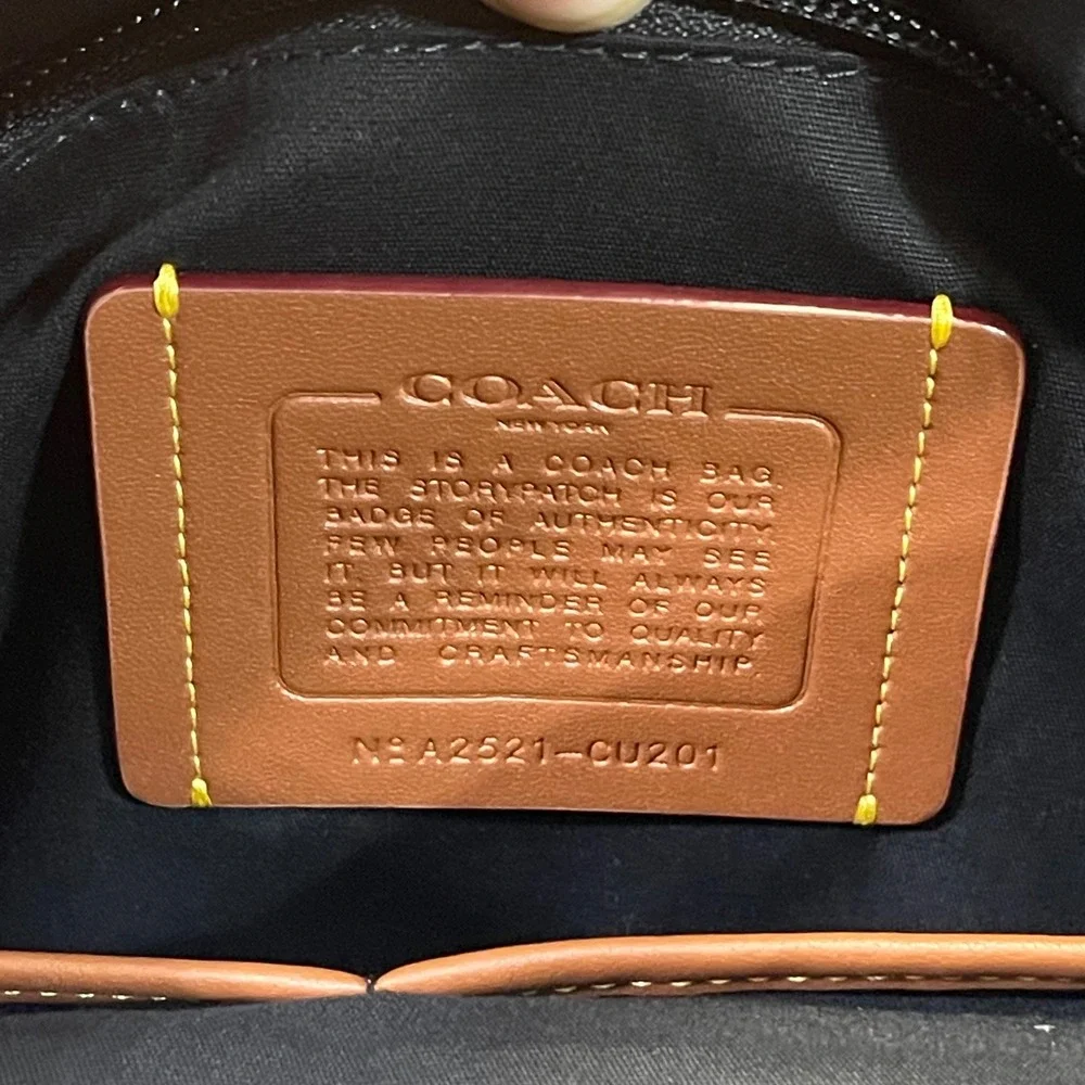Coach CU201 Chalk/White & Black Leather Signature Canvas League Flap Backpack